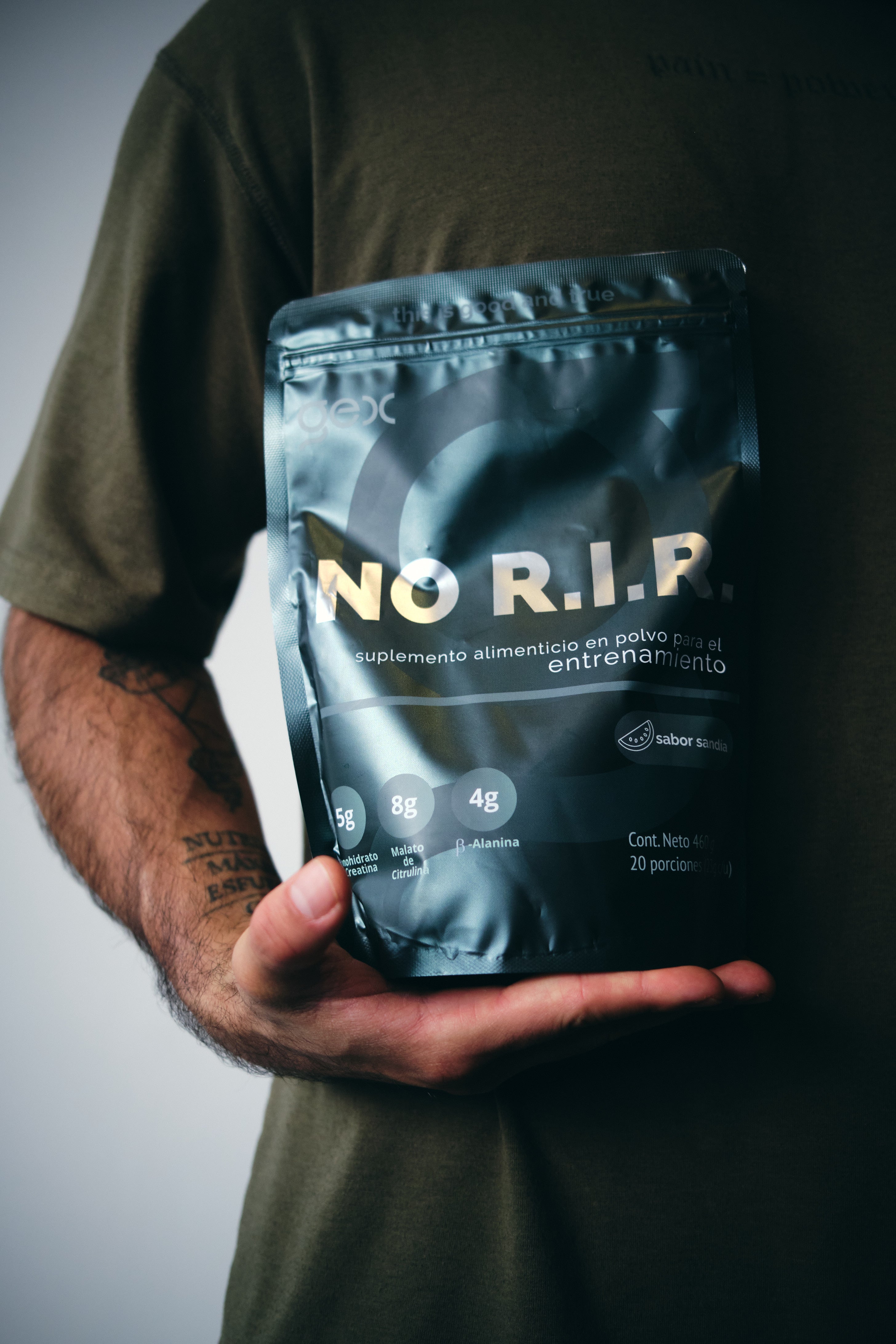 NO R.I.R. Pre workout Sandía| Monohidrato de Creatina, Beta-Alanina, Malato de Citrulina, Rhodiola 20 porciones