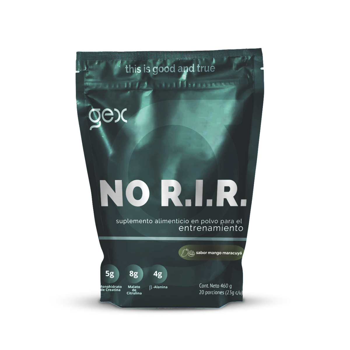 NO R.I.R. Pre workout Mango Maracuyá| Monohidrato de Creatina, Beta-Alanina, Malato de Citrulina, Rhodiola 20 porciones