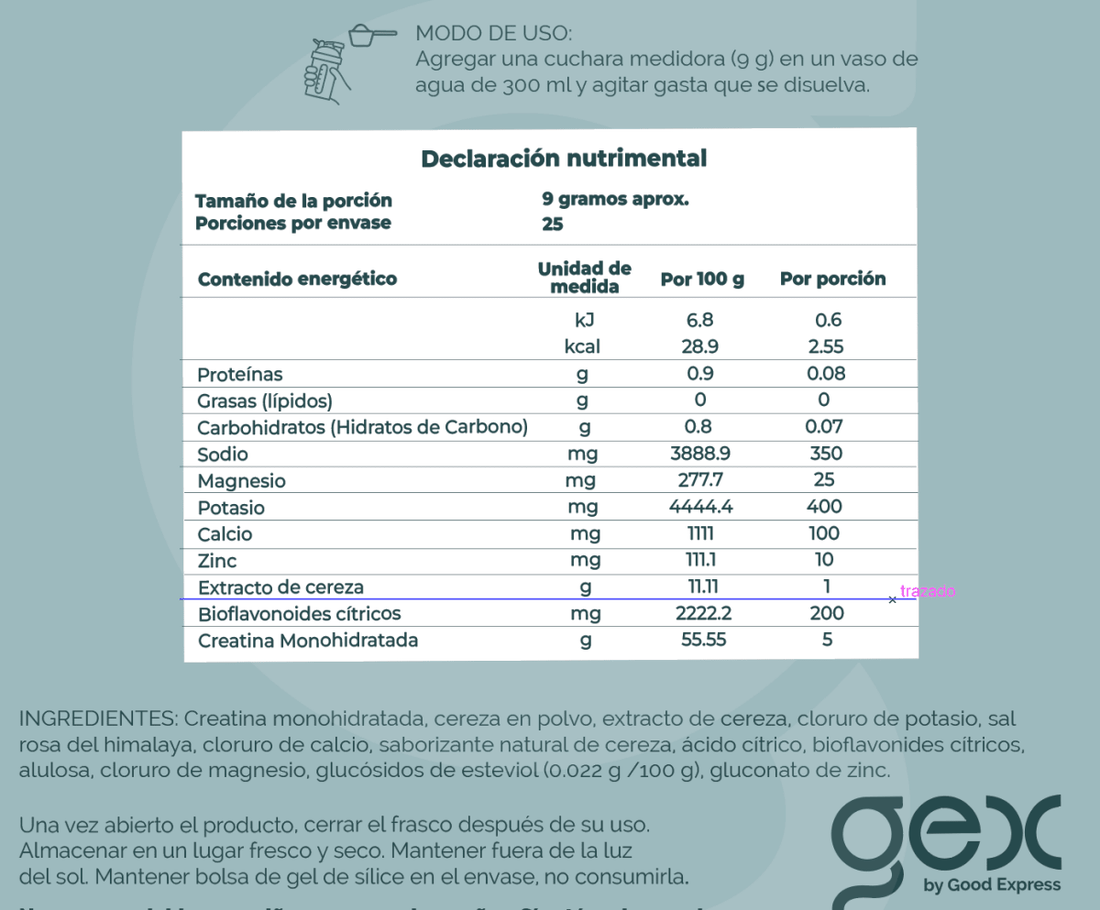 Crealit | Monohidrato de Creatina + electrolitos + bioflavonoides 25 porciones | sabor cereza - Good Express mx