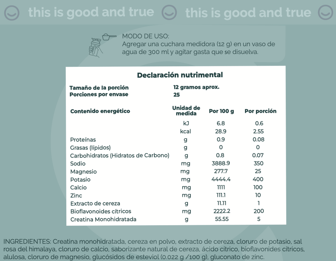 Crealit | Monohidrato de Creatina + electrolitos + bioflavonoides 25 porciones | sabor cereza - Good Express mx