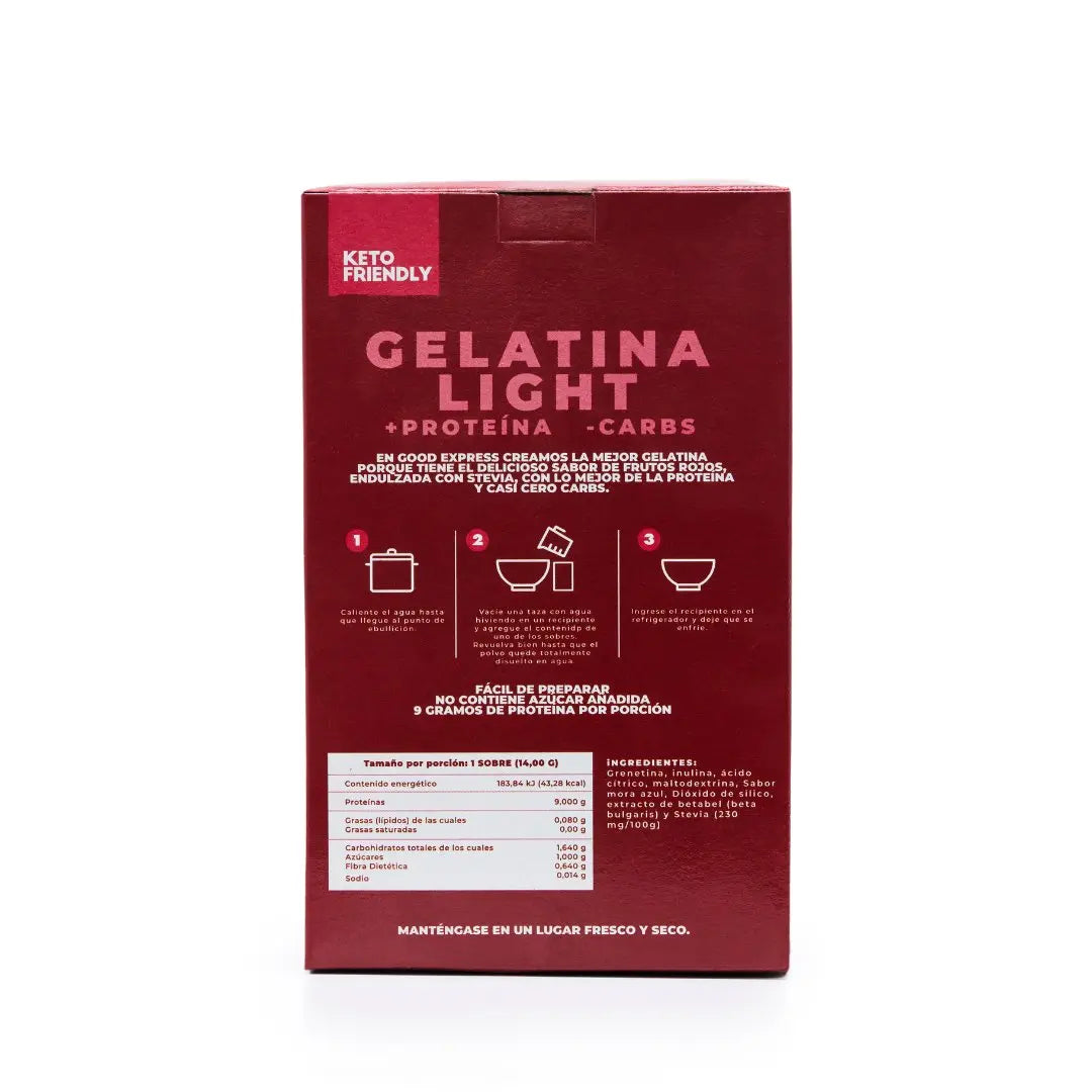 Gelatina 9g proteína baja en carbohitrados 6 porciones - Good Express mx