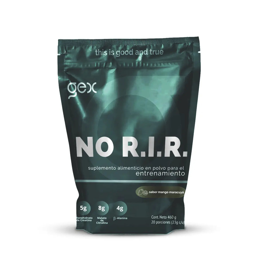 NO RIR: Pre Entreno Mango Maracuyá con Creatina, Malato Citrulina y Beta Alanina | 20 porciones - Good Express mx