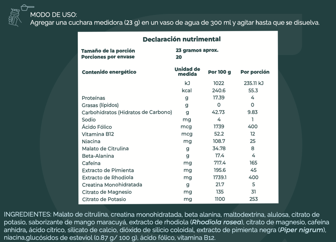 NO R.I.R. Pre workout Sandía| Monohidrato de Creatina, Beta - Alanina, Malato de Citrulina, Rhodiola 20 porciones - Good Express mx