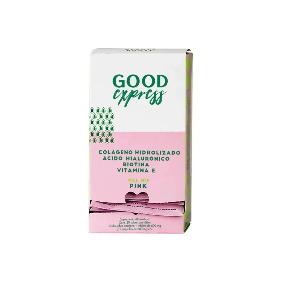 Colágeno hidrolizado, Ácido hialurónico, Biotina y Vitamina E - Pill Mix PINK - Good Express mx