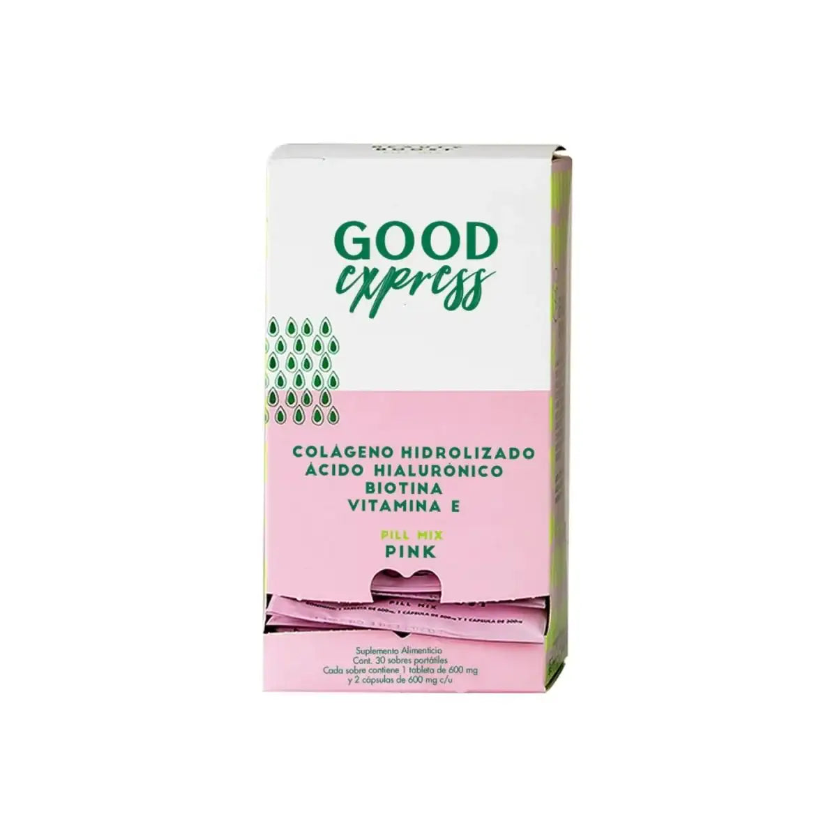 Colágeno hidrolizado, Ácido hialurónico, Biotina y Vitamina E - Pill Mix PINK - Good Express mx
