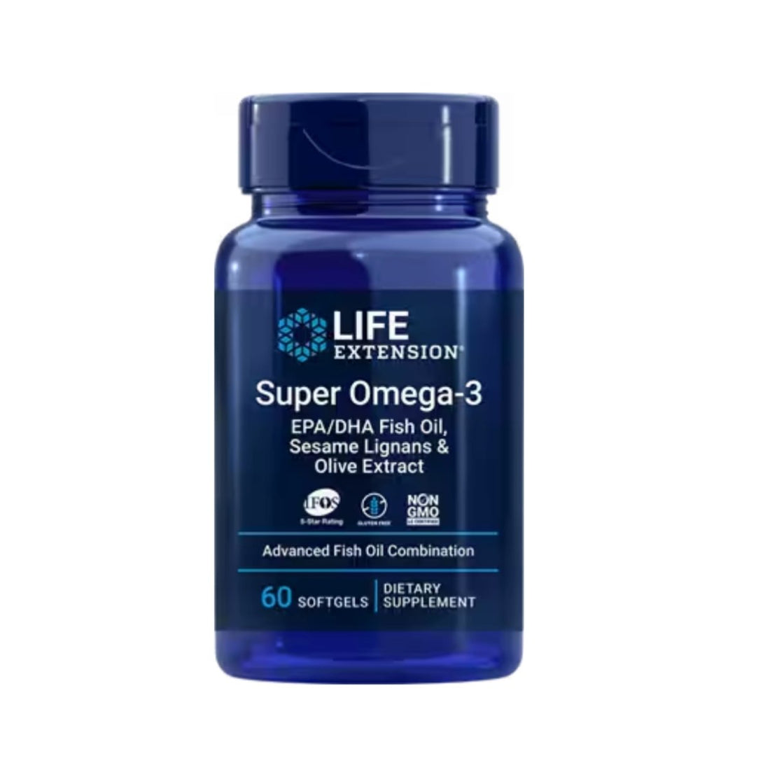 Super Omega-3 EPA/DHA Fish Oil, Sesame Lignans &amp; Olive Extract 60 caps Life Extension