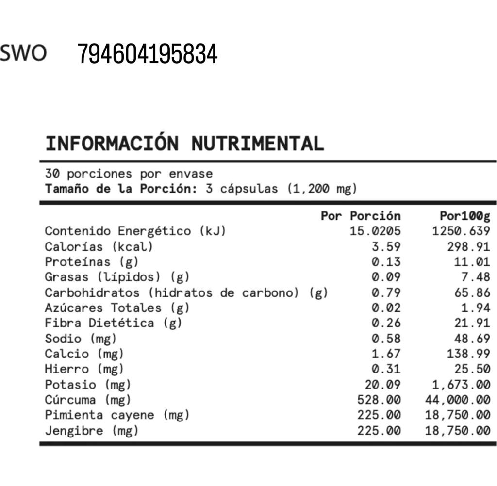 SWO Cápsulas a base de cúrcuma, pimienta cayena y jengibre - Good Express mx