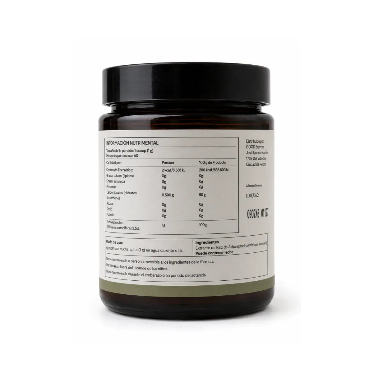 Raíz de Ashwagandha 60 g Good Express 60 porciones - Reduce Cortisol | Estandarizada 25 mg por porción witanólidos Good Express