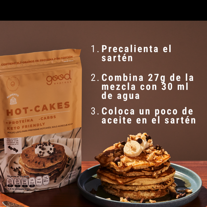 Hot Cakes KETO Friendly 15.3 g proteína por porción | Sabor chispas chocolate | 10 porciones por envase | Ingrediente naturales | Endulzado con Stevia