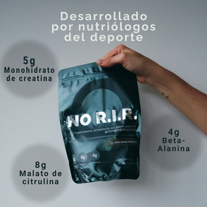 NO R.I.R. Sachet Pre workout Mango Maracuyá| Monohidrato de Creatina, Beta-Alanina, Malato de Citrulina, Rhodiola 23 g