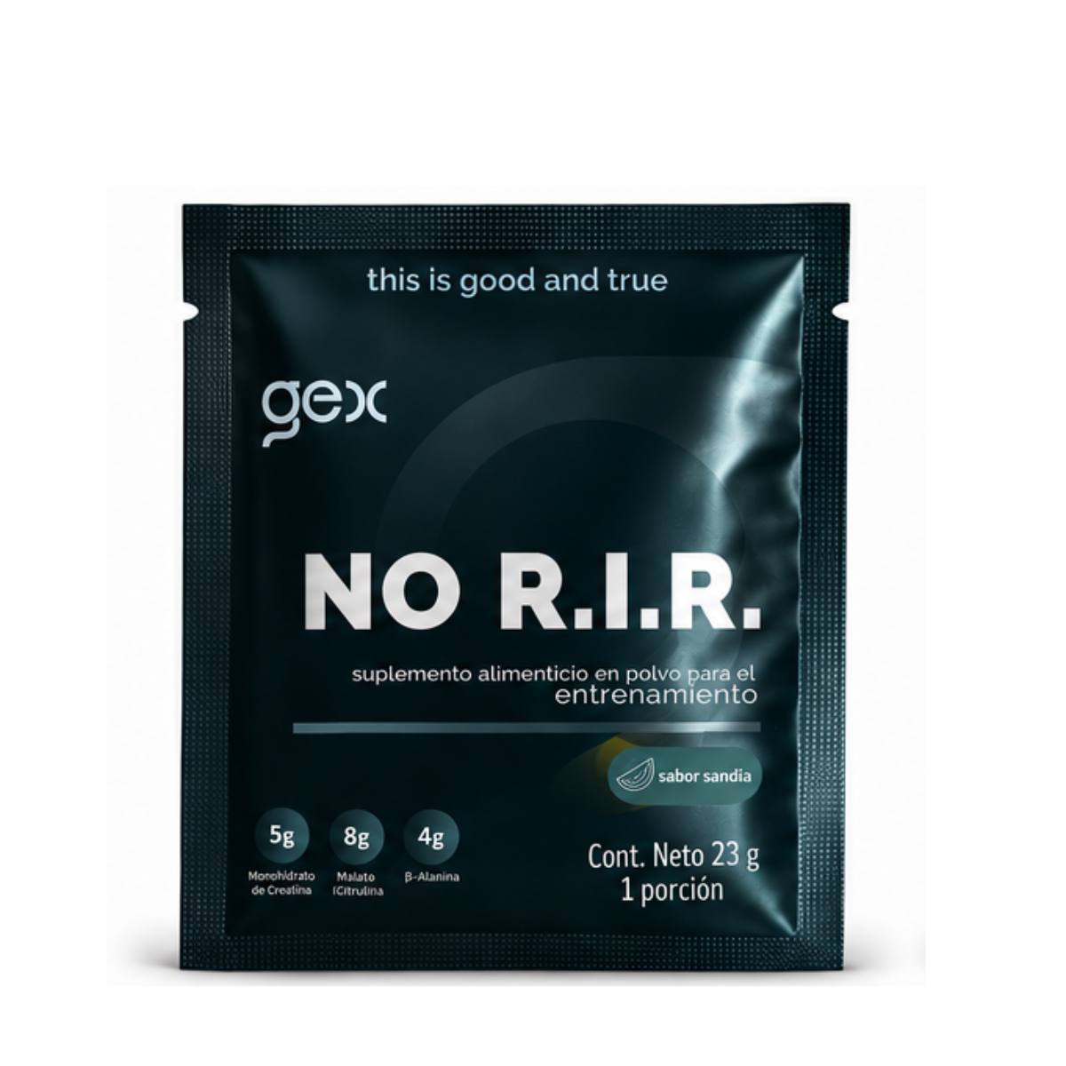 NO R.I.R. Sachet  Pre workout Sandía| Monohidrato de Creatina, Beta-Alanina, Malato de Citrulina, Rhodiola 23g