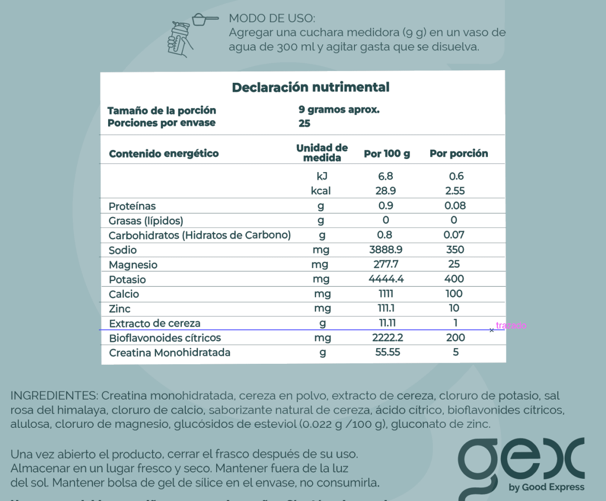 Crealit | Monohidrato de Creatina + electrolitos + bioflavonoides 25 porciones | sabor cereza - Good Express mx