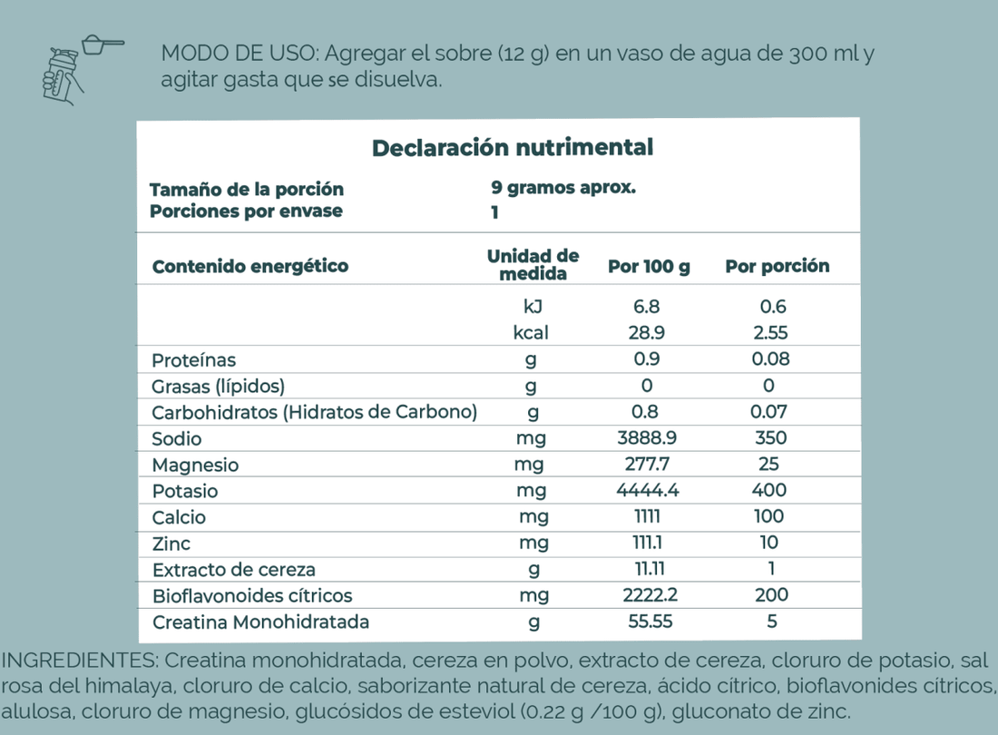Sachet Crealit | Monohidrato de Creatina + electrolitos + bioflavonoides 25 porciones | sabor cereza - Good Express mx