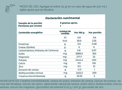 Sachet Crealit | Monohidrato de Creatina + electrolitos + bioflavonoides 25 porciones | sabor cereza - Good Express mx