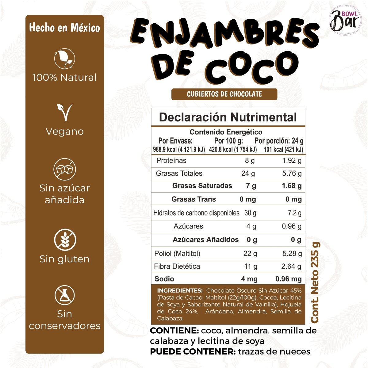 Enjambres de coco veganos cubiertos de chocolate - Good Express mx