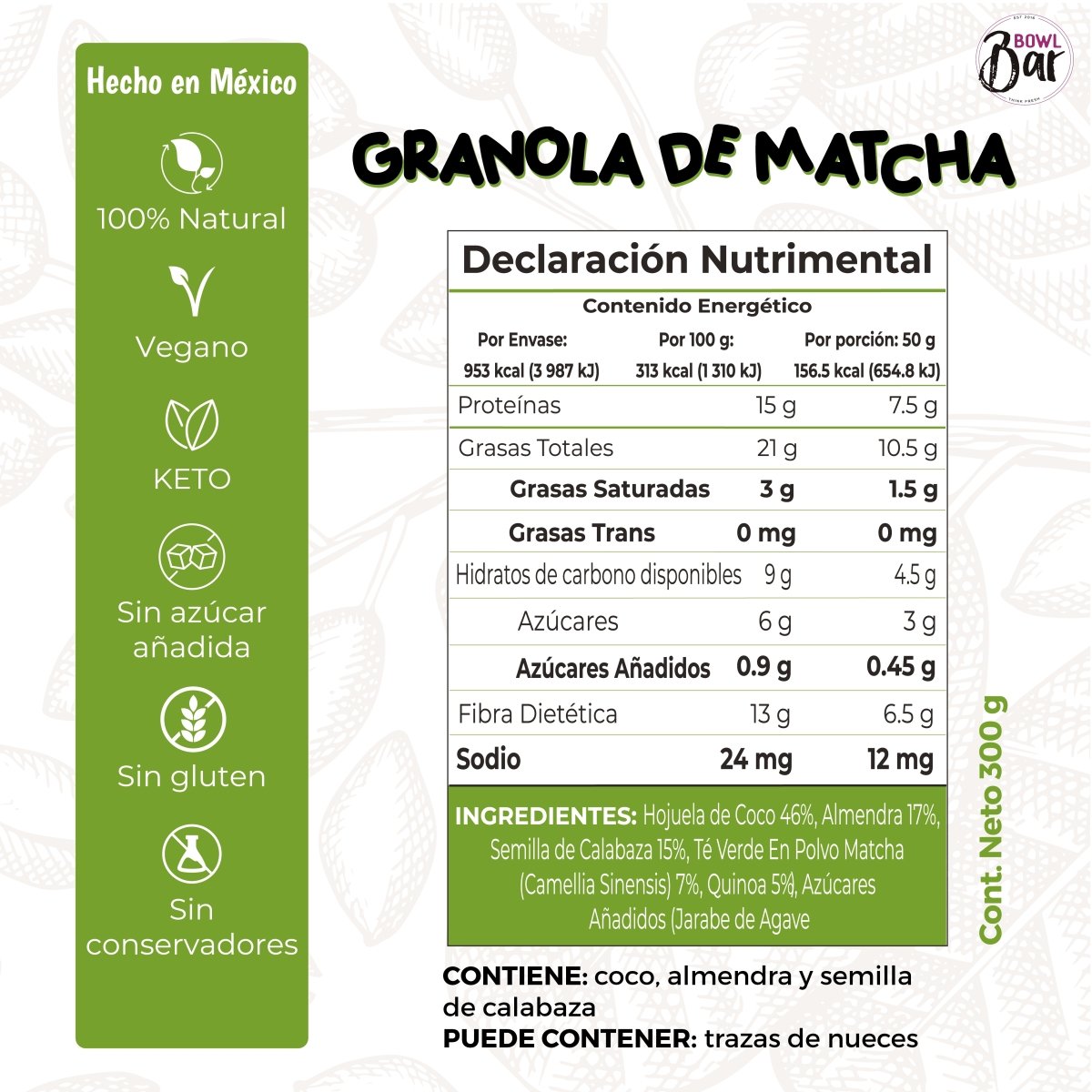 Granola De Coco Matcha KETO - Good Express mx