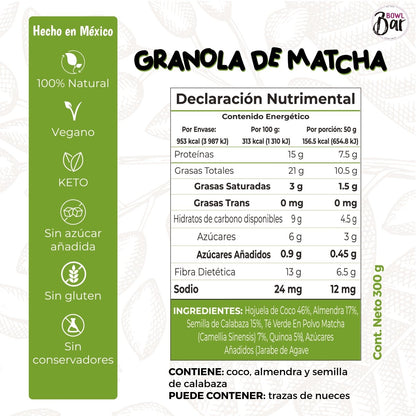 Granola De Coco Matcha KETO - Good Express mx