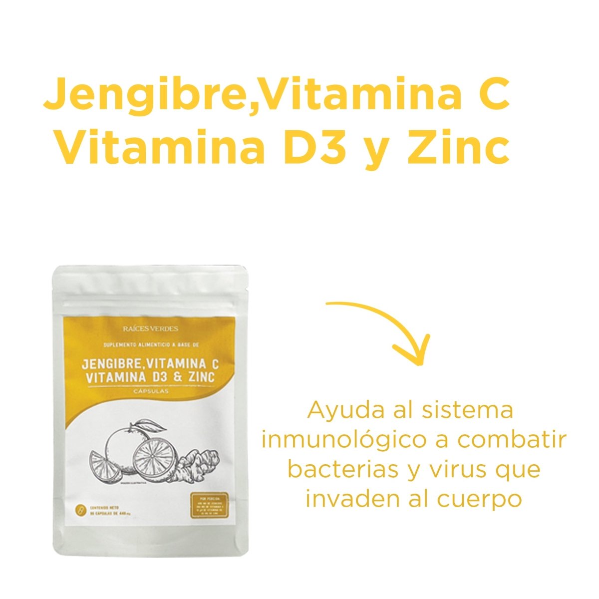 Jengibre, Vitamina C, Vitamina D3 y Zinc - Good Express mx