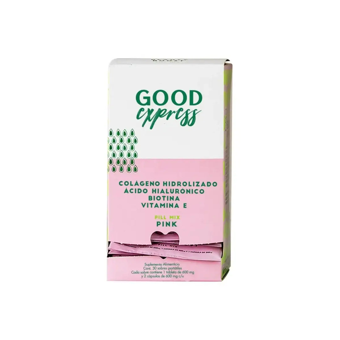 Colágeno hidrolizado, Ácido hialurónico, Biotina y Vitamina E - Pill Mix PINK - Good Express mx